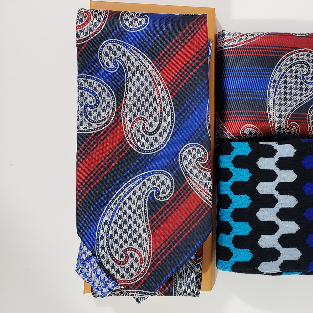 Bow Tie Hanky Socks Box Set by R Lewis RGB001 Blue - Picture 2 of 7